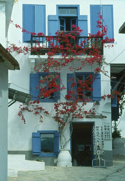 10046540. GREECE Northern Sporades Skopelos View of shuttered building