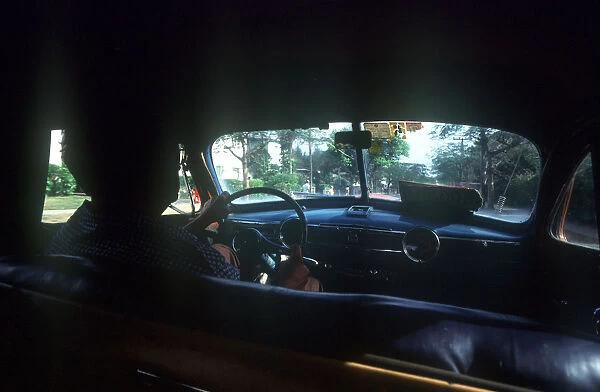 10093381. Cuba, Havana, Taxi interior