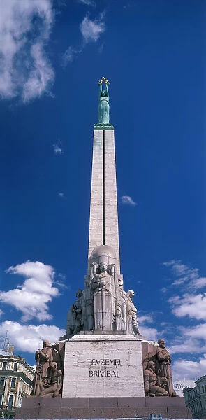 10128068. LATVIA Riga Freedom Monument. Green coloured copper statue on top of column