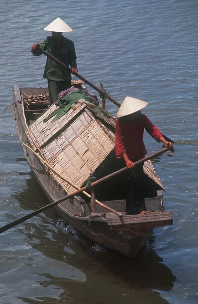 20002274. Vietnam Cai Lay, Sampan rowed by two standing oarsmen
