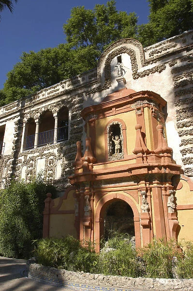 20038766. SPAIN Andalucia Seville Santa Cruz District. The Royal Alcazar exterior detail
