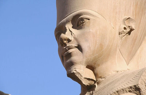 20043931. EGYPT Nile Valley Karnak Precinct of Amun. Head detail of statue of Pharaoh