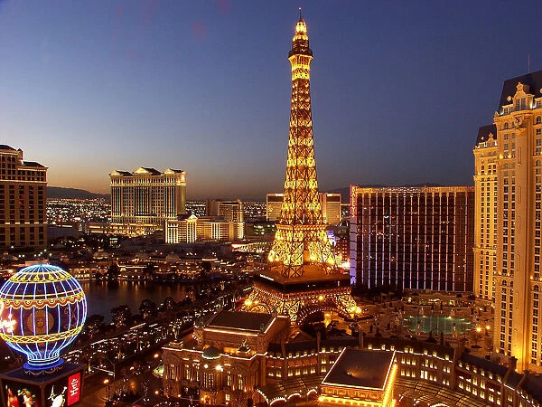 20073534. USA Nevada Las Vegas Paris Hotel exterior with the mock Eiffel Tower