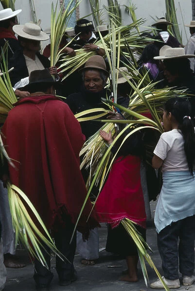 20075438. ECUADOR Tungurahua Salasaca Palm Sunday celebrations. Holy Week Easter