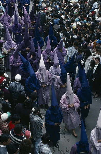 20075442. ecuador, quito, good friday procession in plaza san francisco