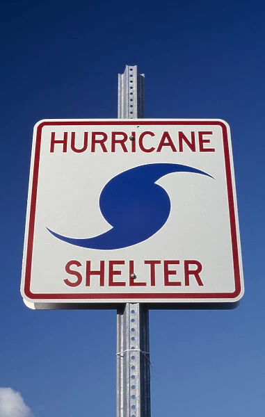 20083364. USA Florida Florida Keys Hurricane Shelter sign