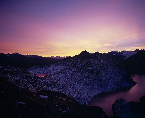 20084893. SWITZERLAND Valais Grimsel Pass Sunset over Grimsel Pass