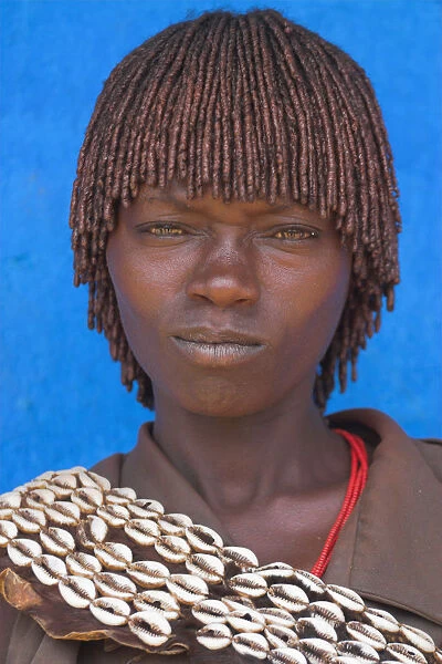 20086091. ETHIOPIA Lower Omo Valley Key Afir Banna woman at weekly market