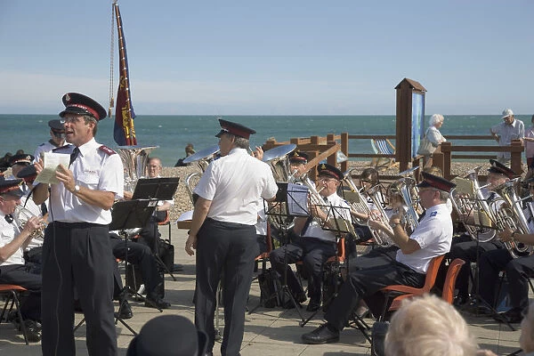 20088218. ENGLAND West Sussex Worthing The Salvation Army band playing on the seafront