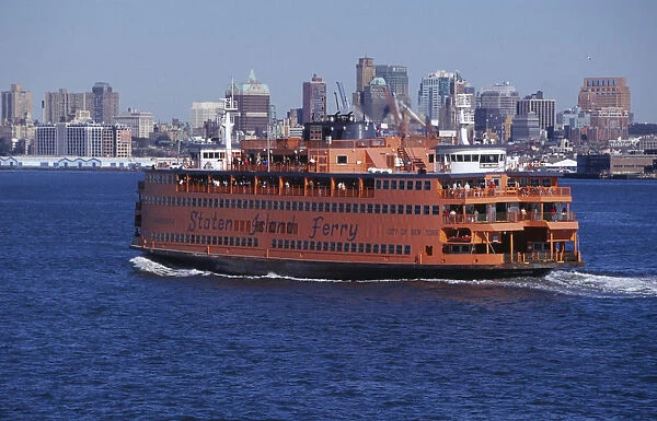 20088543. USA New York New York City Staten Island ferry with city skyline beyond