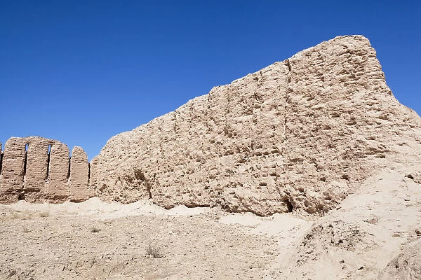 An ancient wall at Ayaz Kala Fortress 1, Ayaz Kala, Khorezm, Uzbekistan