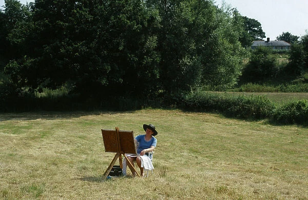 Art, Painting, Landscape, artist with easel in field