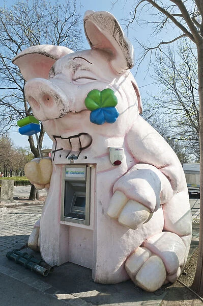 ATM housed in a pig effigy in the Wurstelprater amusement park, Vienna