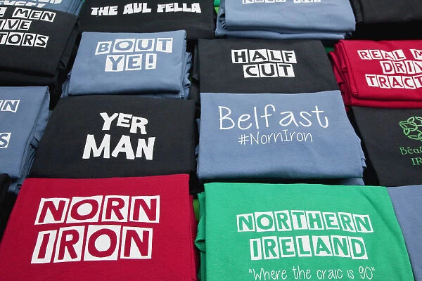 Belfast; Bridge; City; Clothes; Clothing; Covered; Display; East; Fresh; Horizontal; Ireland; Irish