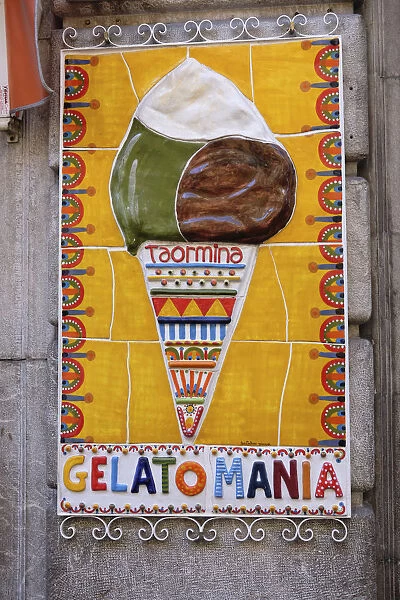 ceramic; ceramic ice cream sign; ceramic sign; chocolate; Europe; European; gelato; ice cream