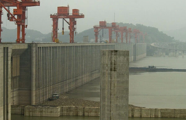 China, Hubei, Sandouping The Three Gorges Dam at Sandouping - the scale can be seen