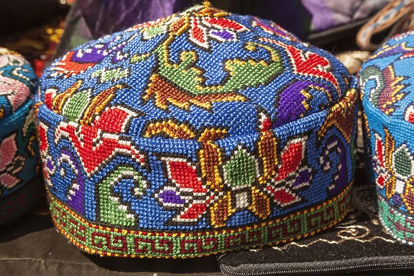 Colourful hat for sale, Shakhrisabz, Uzbekistan