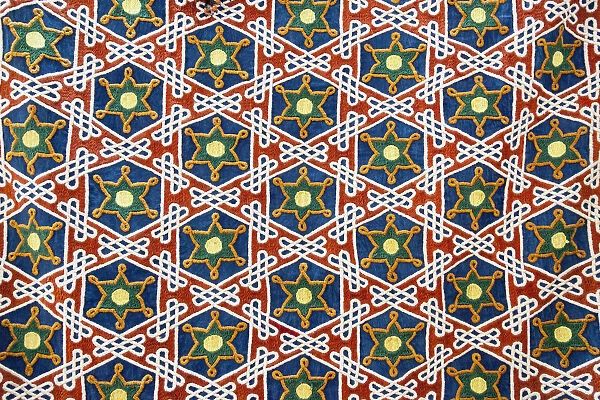 A colourful Suzani textile, cotton hand embroidered needlework, Khiva, Uzbekistan