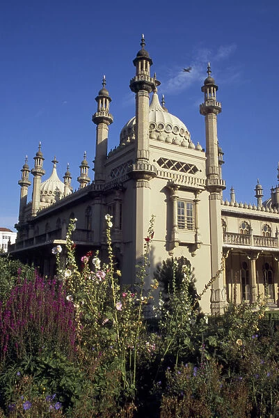 ENGLAND, East Sussex, Brighton Part view of The Royal Pavilion seen from the gardens