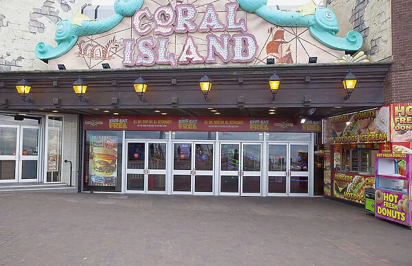 England, Lancashire, Blackpool, Coral Isalnd, seafront promenade tourist attraction arcade