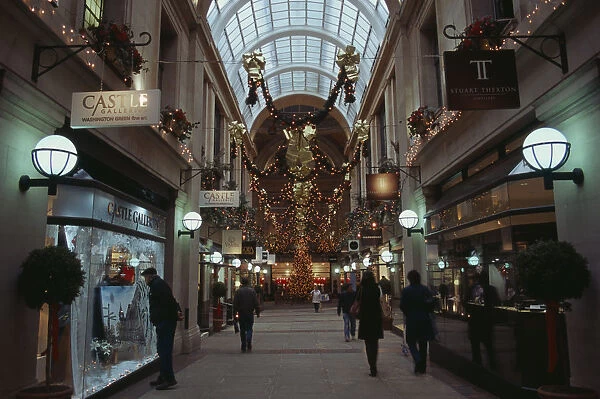 ENGLAND, Nottinghamshire, Nottingham Exchange Arcade interior decorated at Christmas