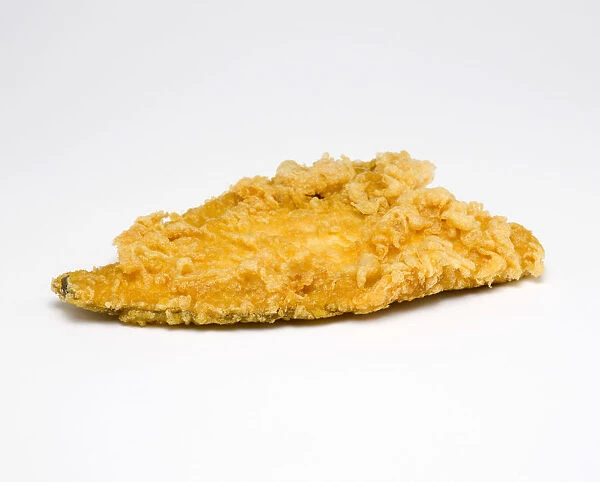 Food, Cooked, Fish, Single portion of battered plaice on a white background