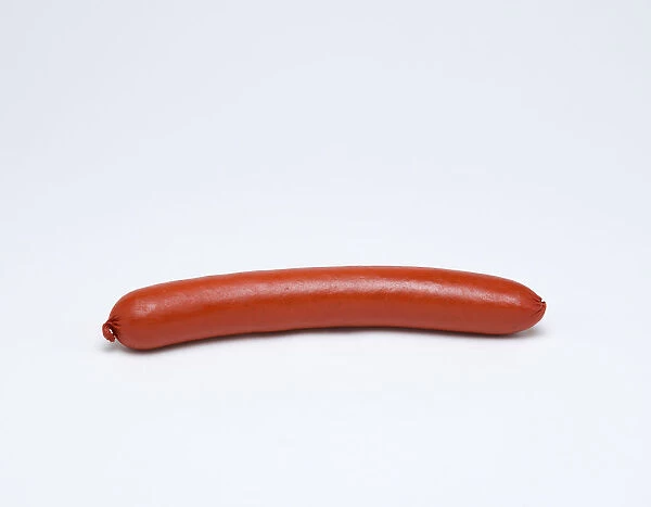 Food, Cooked, Meat, Single saveloy on a white background