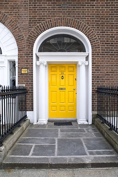 Georgian doorway near Merrion Square with yellow door