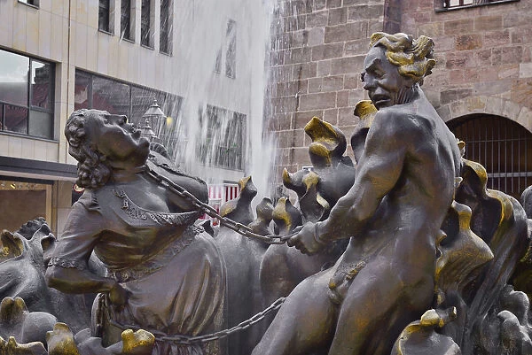 Germany, Bavaria, Nuremberg, Ehekarussell or Marriage Merry Go Round Fountain