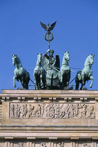 GERMANY, Berlin The Brandenburg Gate. The Quadriga on top of the gate