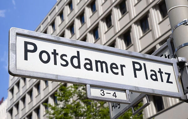 Germany, Berlin, Mitte, Potsdamer Platz street sign