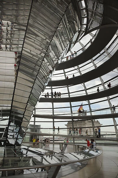 Germany, Berlin, Mitte, Reichstag building with glass dome deisgned by Norman Foster