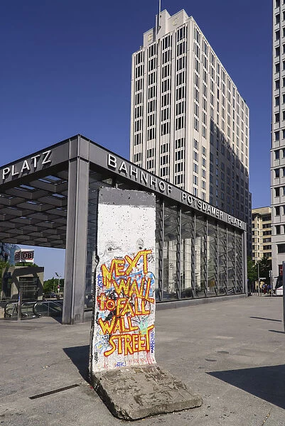 Germany, Berlin, Potzdamer Platz, Preserved Berlin Wall section with political message