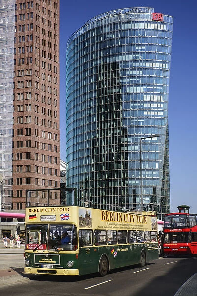 Germany, Berlin, Potzdamer Platz with Berlin City sightseeing tour bus in the foreground