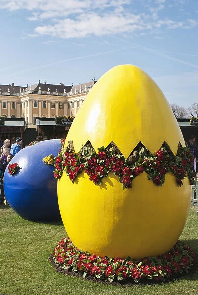 Giant painted Easter eggs at entrance of the Easter Market at the Schonbrunn Palac