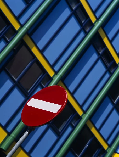 HOLLAND, Noord Holland, Amsterdam Detail of No Entry road sign with modern colourful