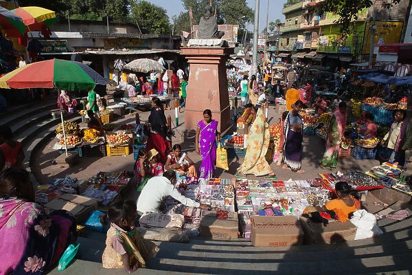 India, Bihar, Bodhgaya, The market at Bodh