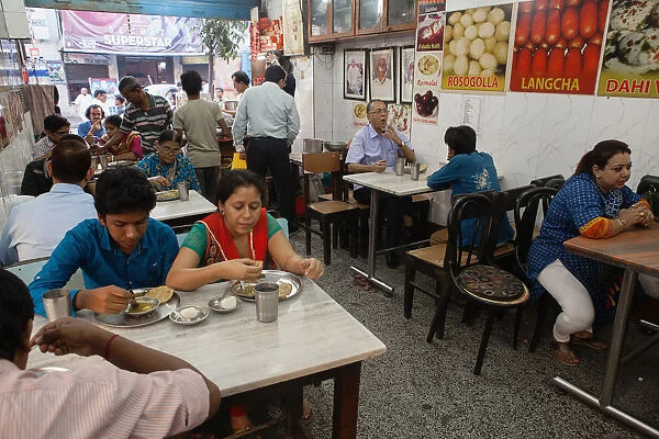 India, West Bengal, Kolkata, A food hotel in the New Market district