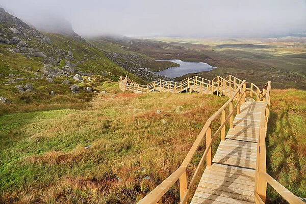 Ireland, County Fermanagh, Cuilcagh Mountain Park, Legnabrocky Trail to summit of Cuilcagh Mountain