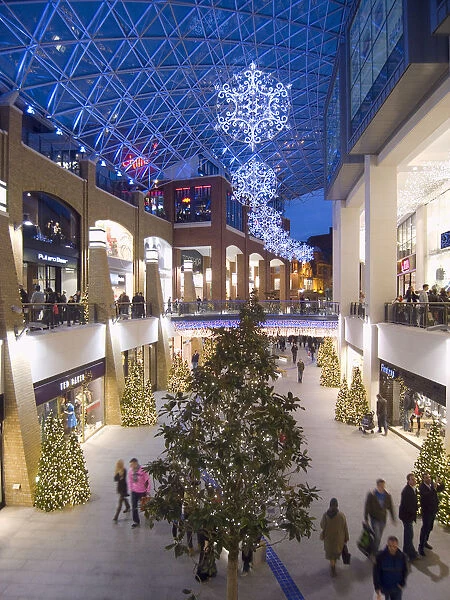 ireland, north, belfast, victoria square shopping centre decorated for christmas
