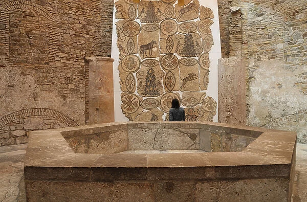 Italy, Friuli Venezia Giulia, Aquileia, mosaic collection in the Baptistry