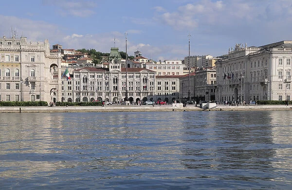 Italy, Friuli Venezia Giulia, Trieste, View across water to Piazza dell Unita D Italia