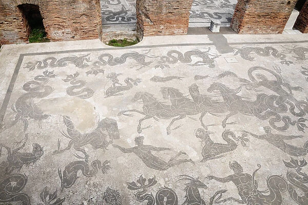 Italy, Lazio, Ostia Antica, mosaics from the Baths of Neptune