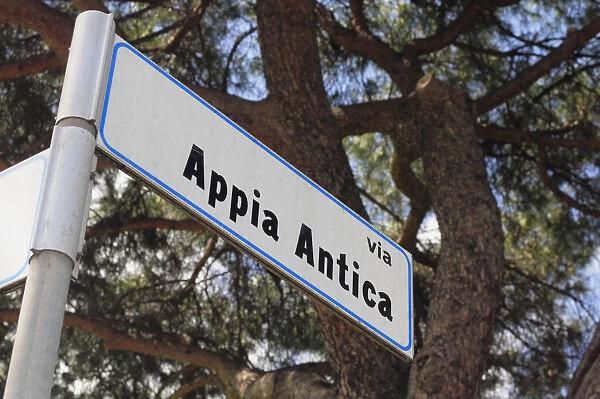 Italy, Lazio, Rome, Via Appia Antica, road sign