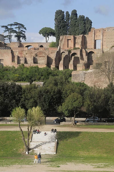 Italy, Lazio, Rome, Aventine Hill, Circus Maximus, view across Circus Maximus to the Palatine