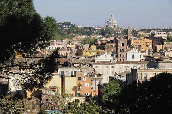 Italy, Lazio, Rome, Aventine Hill, Parco Savelli, views across to St Peters Dome