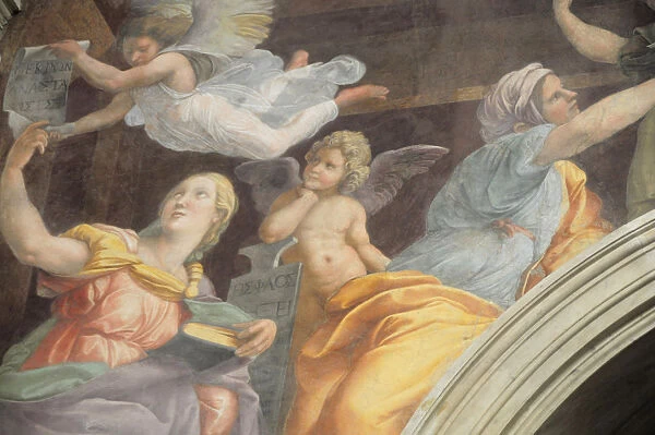 Italy, Lazio, Rome, Centro Storico, church of Santa Maria delle Pace, fresco detail by Raphael