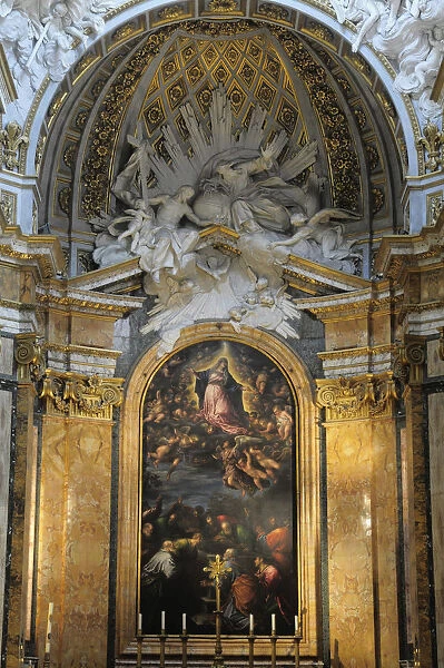 Italy, Lazio, Rome, Centro Storico, church of San Luigi dei Francesi, interior & altar