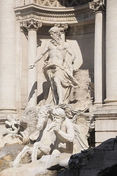 Italy, Lazio, Rome, Centro Storico, Trevi Fountain, statue & fountain detail