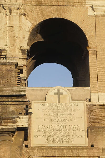 Italy, Lazio, Rome, Colosseum, arch detail in warm light